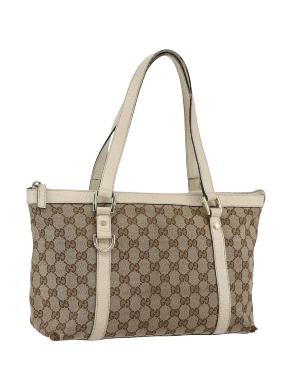 GUCCI GG Canvas Tote Bag Beige Gold 141470